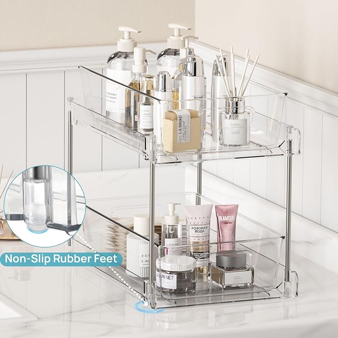 Vtopmart 6 Pack Bathroom Under Sink Organizer (S-Standard) | Slide-out drawers, Multi-purpose storage, Clear visibility, Easy Set-up - Image 4