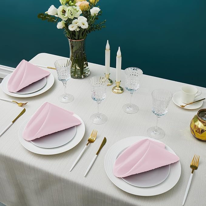 MDS® Pack of 200 Satin Napkins 12 x 12 Inch, Soft Silky Reusable Cloth Dinner Table Napkins for Wedding Décor, Reception, Birthday, Parties, Banquets, Catering, Restaurants & Hotel - Blush Pink - Image 2