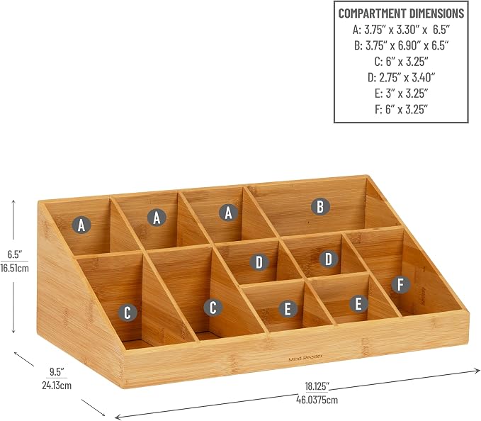 Mind Reader Cup and Condiment Station, Countertop Org, Coffee Bar, Rayon from Bamboo Cup, 18.125"L x 9.5"W x 6.5"H, Brown - Image 3
