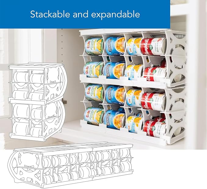 Cansolidator Pantry - 2-Pack Can Organizer for Pantry, Stackable Soda Can Storage for Kitchen, Holds 40 Cans of Food or Soda - Image 3