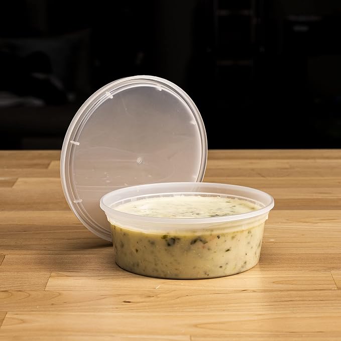 TIYA Food Containers - 32oz Bulk 240 Pack with Lids - Plastic Food Storage to-Go Containers - Reusable Microwavable Dishwasher Safe Cups - Airtight Leak Proof for Soups & Meal Prep - Image 6
