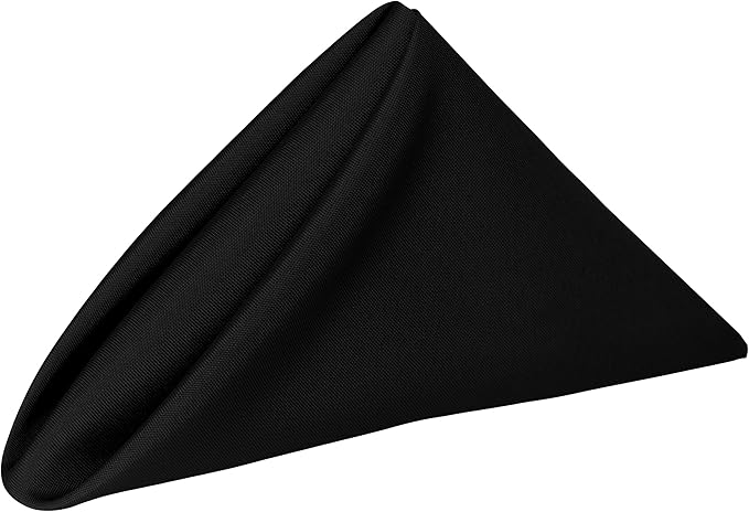 20x20-Inch Square Polyester Cloth Napkins, Black Set of 12 by UltimateTextile