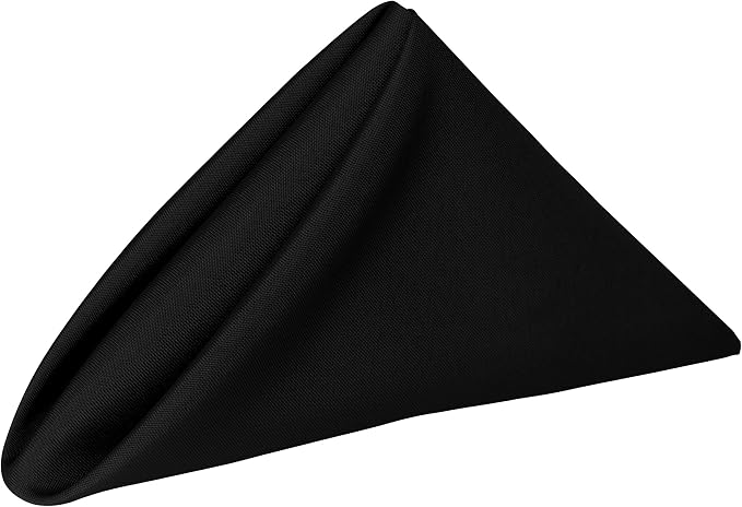 20x20-Inch Square Polyester Cloth Napkins, Black Set of 12 by UltimateTextile