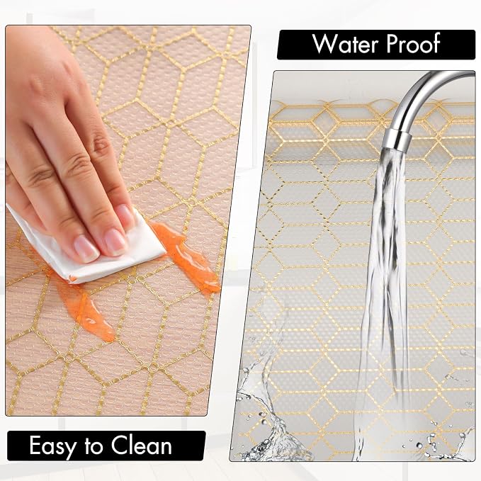 Cooyes Shelf and Drawer Liners for Kitchen Cabinets, Non Adhesive Cabinet Liner, EVA Waterproof Durable Non-Slip Drawer Mats for Shelves, Fridge, Storage, Kitchen Cupboards – Modern Pattern - Image 5