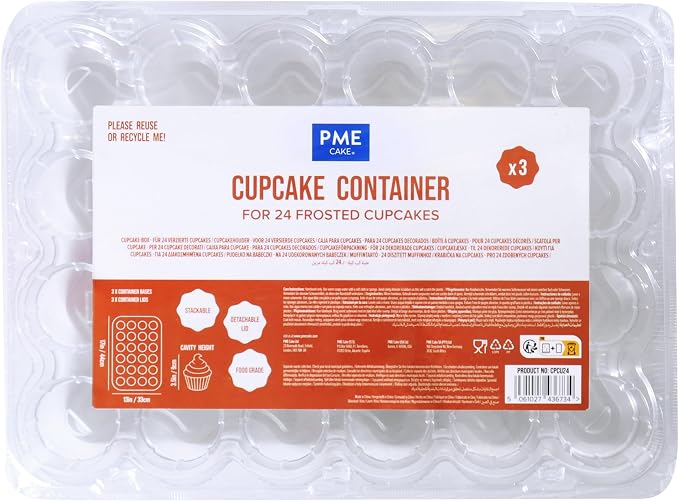 PME Pack of 9 Reusable Plastic Cupcake Container Carrier Boxes (24 cavities) - Image 7