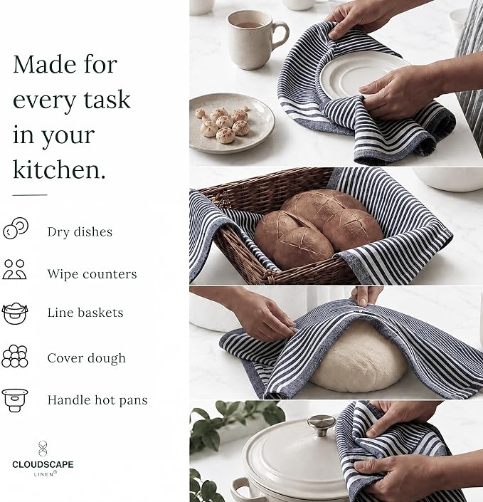 CSL Premium Kitchen Towels Set of 6,Highly Absorbent,Quick Dry,18x28,Indigo - Image 9