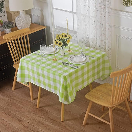 Cupuamon 2 Pack Waterproof Polyester Fabic Square Checkered Tablecloth，54x54 Outdoor Table Cloth，Oil Stain Prevention Table Cloth for Pinics and Parties（Emerald and White） by Cupuamon