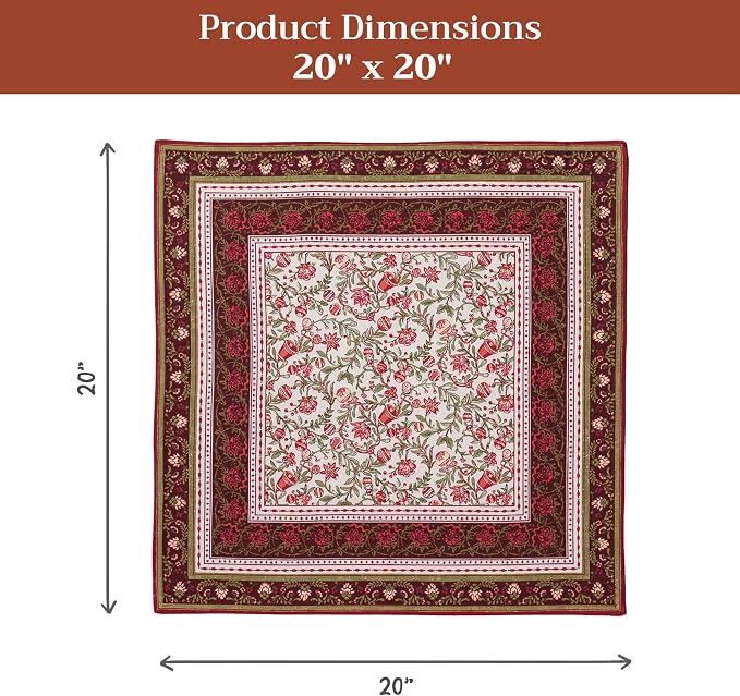 Maison d' Hermine Cloth Napkins Set of 4 Reusable 100% Cotton (20" x 20") | Everyday Square Napkins Cloth Washable Dinner Wedding Restaurant Hotel Kitchen Thanksgiving Christmas - Reveillon Au Jardin - Image 7