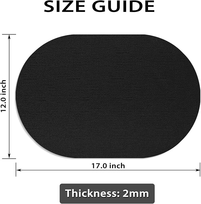 Placemats for Dining Table Set of 6 Non-Slip, Heat Resistant Oval Leather Placemat Double Layer, Waterproof Table Mats Easy to Clean for Kitchen Dining Room Coffee Office Table, Black - Image 6