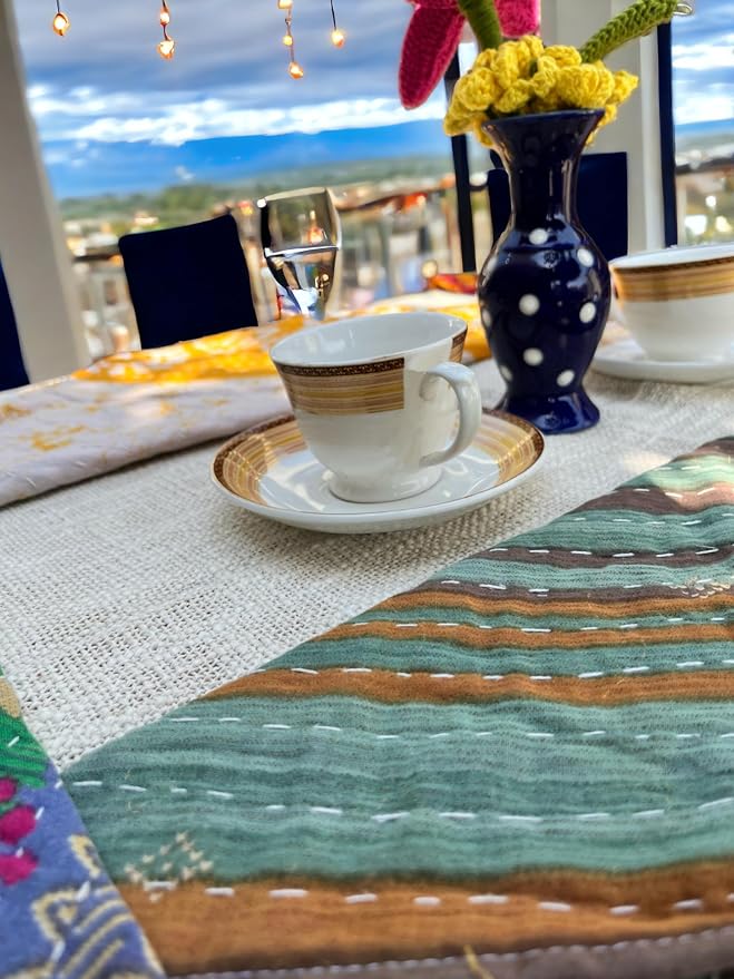 Mango Gifts Kantha Cloth Napkins Set of 12 – Handmade Cotton Reusable Dinner Napkins, 16x16 Inch, Assorted Boho Colors, Eco Friendly Table Linen for Weddings & Parties - Image 4
