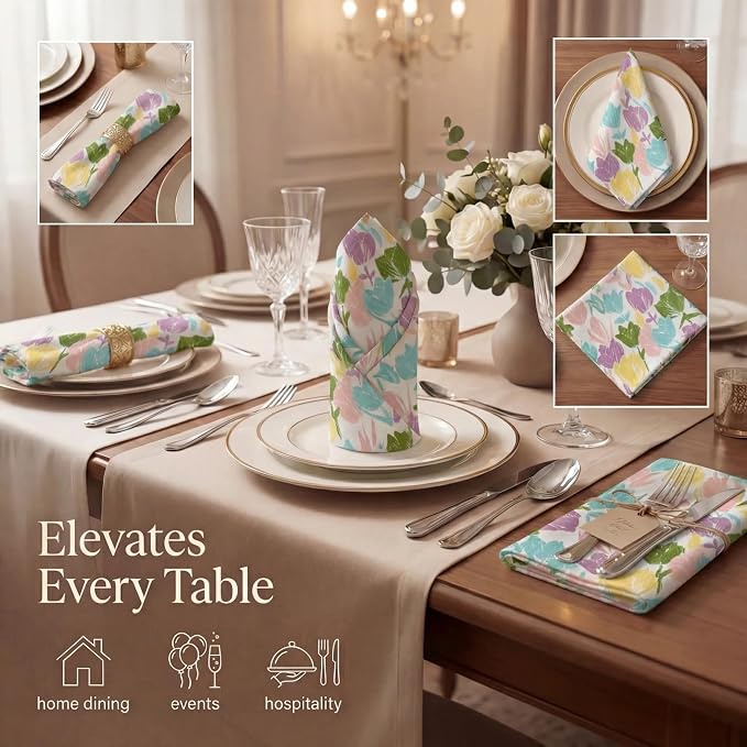 Urban Villa Cloth Napkins Cotton 20x20 (Set of 12) Tulip - Image 2