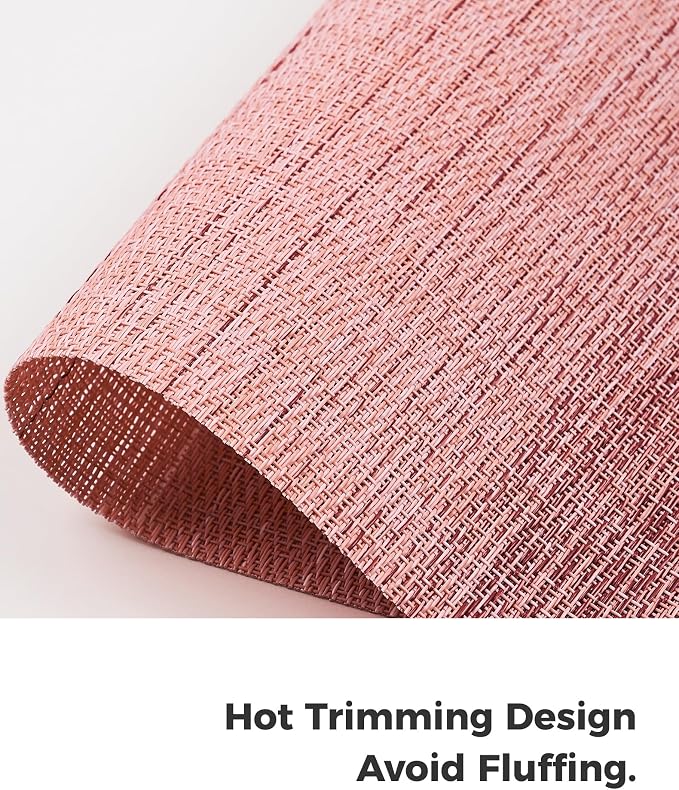 Leetaltree Gradient Pink Woven Placemats Set of 12 - Heat Resistant Non-Slip Place mats for Dining Table, Washable Durable PVC Vinyl Woven Table Mats(Gradient Pink, 12) - Image 4