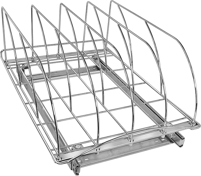 LYNK PROFESSIONAL® Pull Out Cookie Sheet Organizer for Cabinet – Baking Sheet Organizer – Sheet Pan Organizer - Lifetime Ltd. Warranty – 14” x 21” Deep Inside Cabinet, Chrome - Image 6