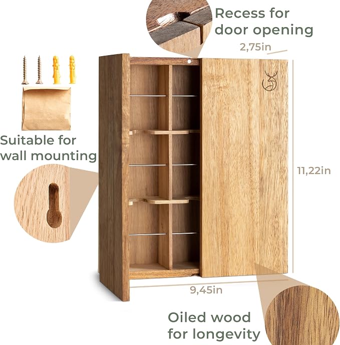 WALDWERK Tea Storage Organizer (9 Compartments) - Tea Organizer Made of Solid Acacia Wood - Tea Box with Wall Mounting Option - Tea Organizer and Storage - Tea Bag Holder - Plastic Free Tea Holder - Image 2