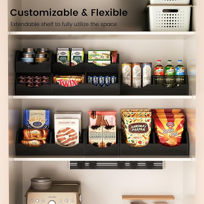 Potato Storage Bins Onion, 3 Tier Bamboo Pantry Storage Bin Stackable Ventilated Organizer for Kitchen, Pantry, Countertop, Bathroom, Black - Image 5