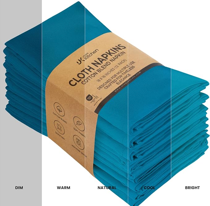 Utopia Kitchen Cotton Blend Teal Cloth Napkins [12 Pack, 18x18 Inch] | Absorbent Washable and Reusable for Dinner, Restaurant, Lunch, Wedding and Hotel - Image 5