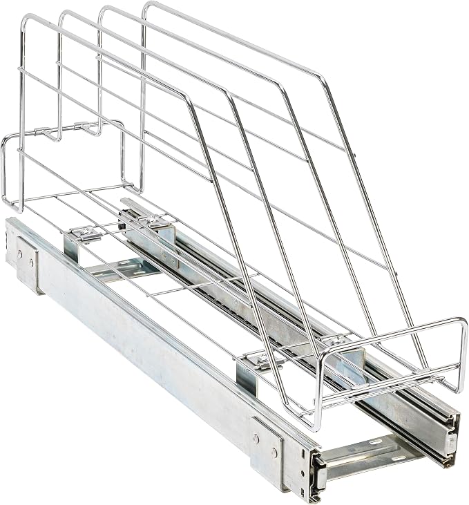 Household Essentials Glidez Multipurpose Chrome-Plated Steel Pull-Out/Slide-Out Storage Organizer for Cookware and Bakeware - Fits Standard Size Cabinet or Shelf, Chrome - Image 6