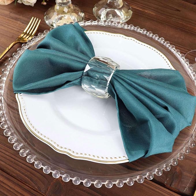 Efavormart Premium Cloth Napkins Set of 25, 20x20 Inch Peacock Teal Green Seamless Dinner Napkins, Washable Linen Table Napkin Cloth with Hemmed Edges for Weddings, Party and Banquet - Image 6