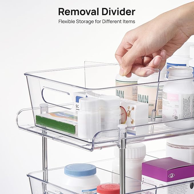 Vtopmart 2 Pack Larger Pull Out Bathroom Under Sink Organizer (M-Standard) | Slide-out drawers, Multi-purpose storage, Clear visibility, Easy Set-up - Image 4