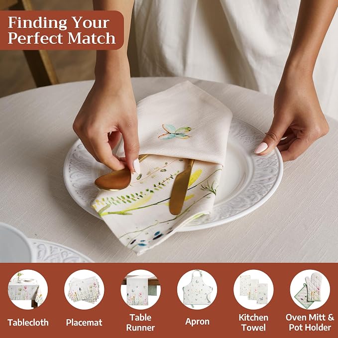 Maison d' Hermine Cloth Napkins Set of 4 Reusable 100% Cotton (20" x 20") | Everyday Square Napkins Cloth Washable Dinner Party Wedding Restaurant Hotel Kitchen Spring Summer - Botanical Fresh - Image 4