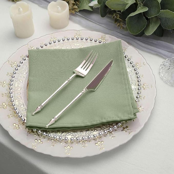 Efavormart Premium Cloth Napkins Set of 25, 17x17 Inch Eucalyptus Dusty Sage Violet Seamless Dinner Napkins, Washable Linen Table Napkin Cloth with Hemmed Edges for Weddings, Party and Banquet - Image 7