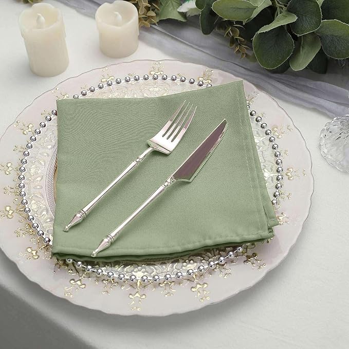 Efavormart Premium Cloth Napkins Set of 50, 17x17 Inch Eucalyptus Dusty Sage Violet Seamless Dinner Napkins, Washable Linen Table Napkin Cloth with Hemmed Edges for Weddings, Party and Banquet - Image 7