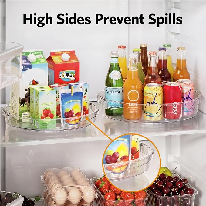 LAMU 4 Pack Lazy Susan Organizer, Clear Lazy Susan Turntable for Cabinet, Refrigerator, Table Top, Kitchen, Bathroom, Pantry Organizers and Storage, 2 Sizes Included 12in, 10.6in - Image 3
