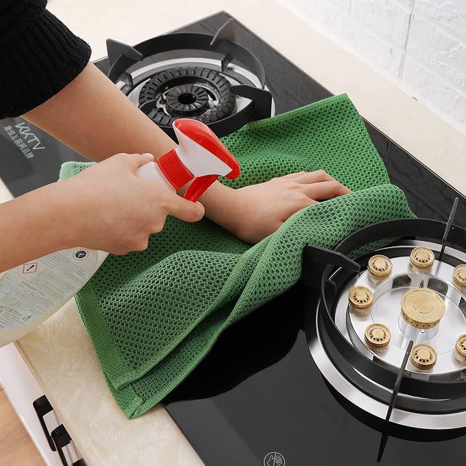 Homaxy 100% Cotton Waffle Weave Kitchen Towels, 15-Pack, Grass Green | Ultra Soft Absorbent Dish Towels, Quick Drying Cleaning Towels, 13 x 28 Inches - Image 5