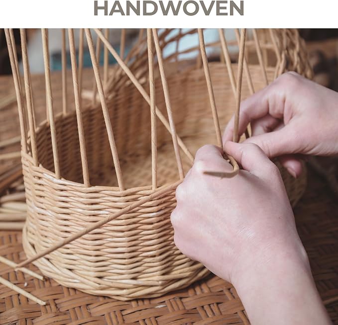 GRANNY SAYS Wicker Baskets for Organizing, Shallow Storage Bins, 2-Pack | Waterproof Wicker Baskets with Handles, Wicker Storage Baskets for Shelves, Woven Baskets for Storage,Living Room,Butter Milk - Image 9