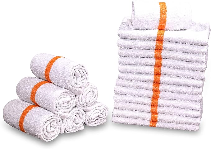 120 PC New Cotton Blend White Restaurant Bar Mops Kitchen Towels (10 Dozen ) (120, Gold Stripe), 32 Oz - Image 5