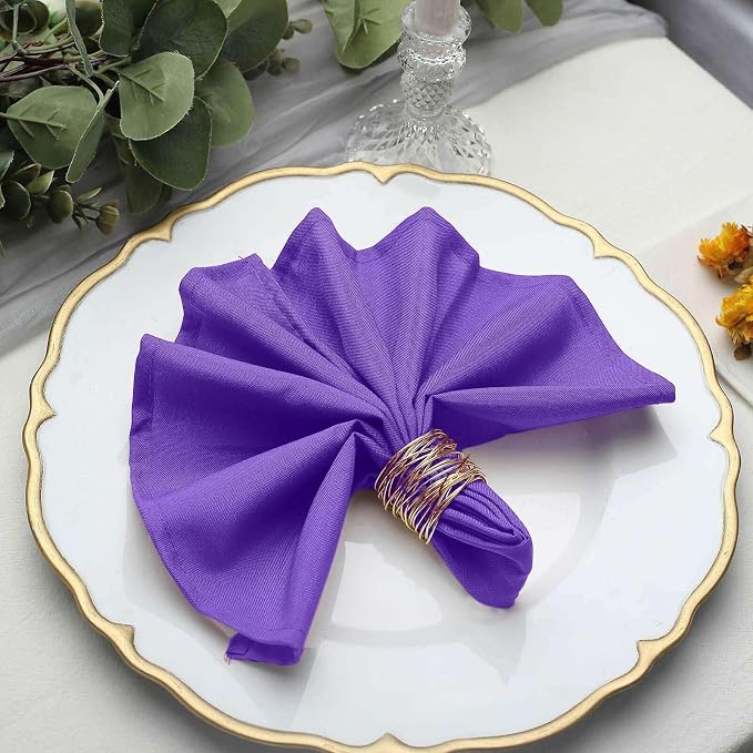 Efavormart Premium Cloth Napkins Set of 100, 17x17 Inch Purple Seamless Dinner Napkins, Washable Linen Table Napkin Cloth with Hemmed Edges for Weddings, Party and Banquet - Image 2