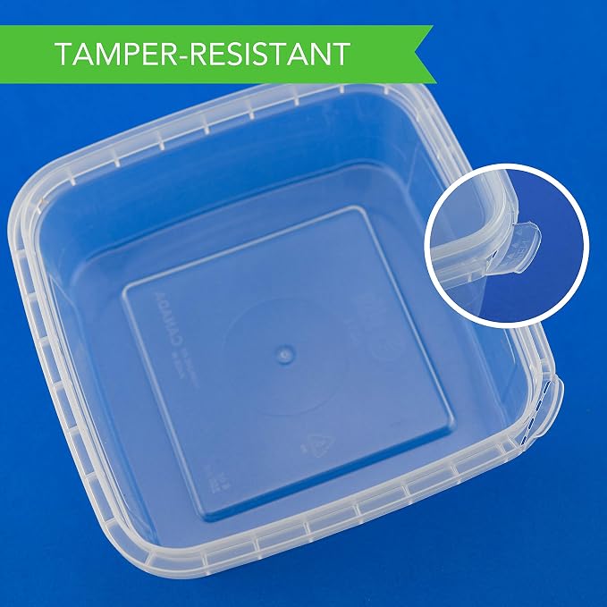 16 oz Deli Containers with Lids 20 Pack, Square Clear Plastic Containers with Lids BPA Free, Airtight Soup Containers with Lids for Meal Prep, Take Out & Food Storage - Image 3