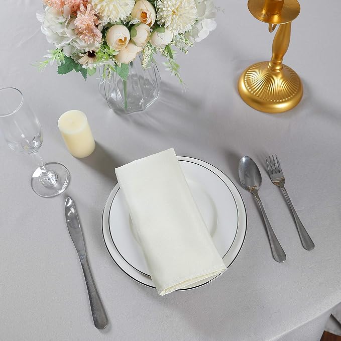 Cloth Napkins 17x17 inch Washable Polyester Dinner Napkins Soft Table Napkins for Wedding Party Dining Banquet(Ivory,12PCS) - Image 7
