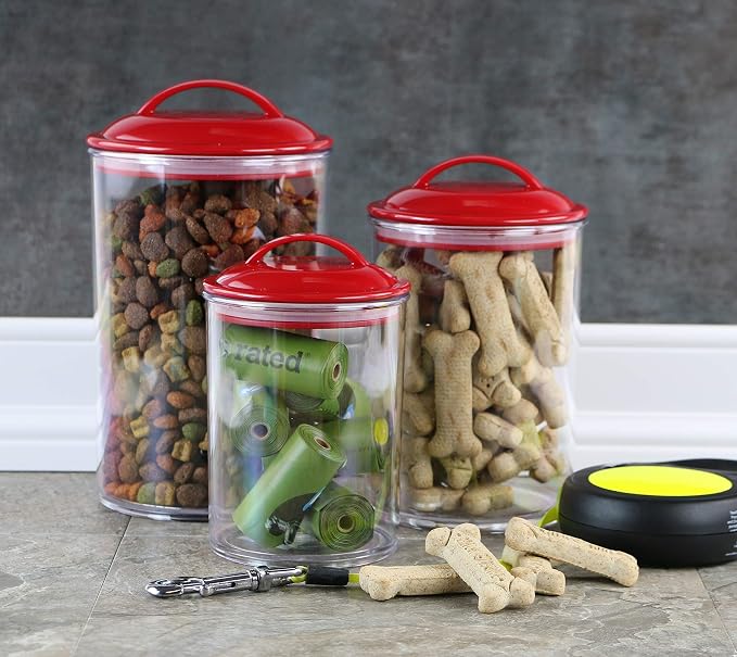 Reston Lloyd Food Storage Containers, BPA Free Airtight Canisters for Cereal, Pasta, Sugar, Coffee, Flour, Cookies, Loose Tea, for Kitchen Organization, Set of 3, Red (Pack of 4) - Image 3