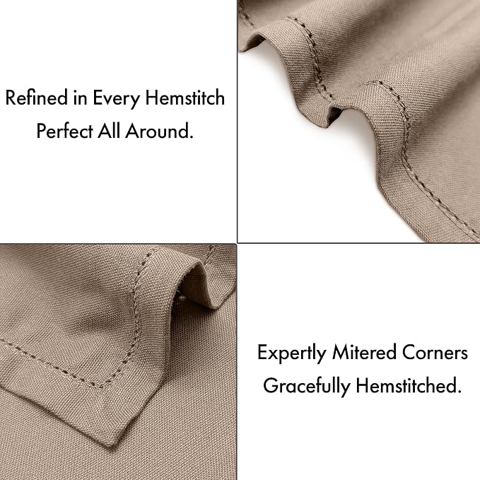 Ruvanti Cloth Napkins Set of 12, 100% Cotton High GSM 18x18 Inches, Hem Stitched Corners, Soft, Washable, Highly Durable & Absorbent, Perfect for Parties, Christmas, Thanksgiving Dinners – Light Taupe - Image 5