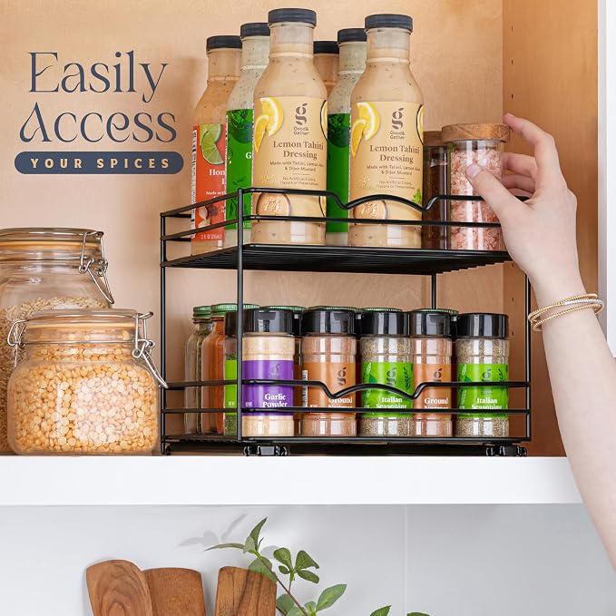 Pull Out Cabinet Organizer for Spices, Cans - Heavy Duty with Lifetime Limited Warranty- Pull Out Spice Rack- Cabinet Pull Out Shelf for Cans,Dishes, Etc, 20-3/8"Wx 10-1/2"D x 2-3/4” H, Black - Image 5