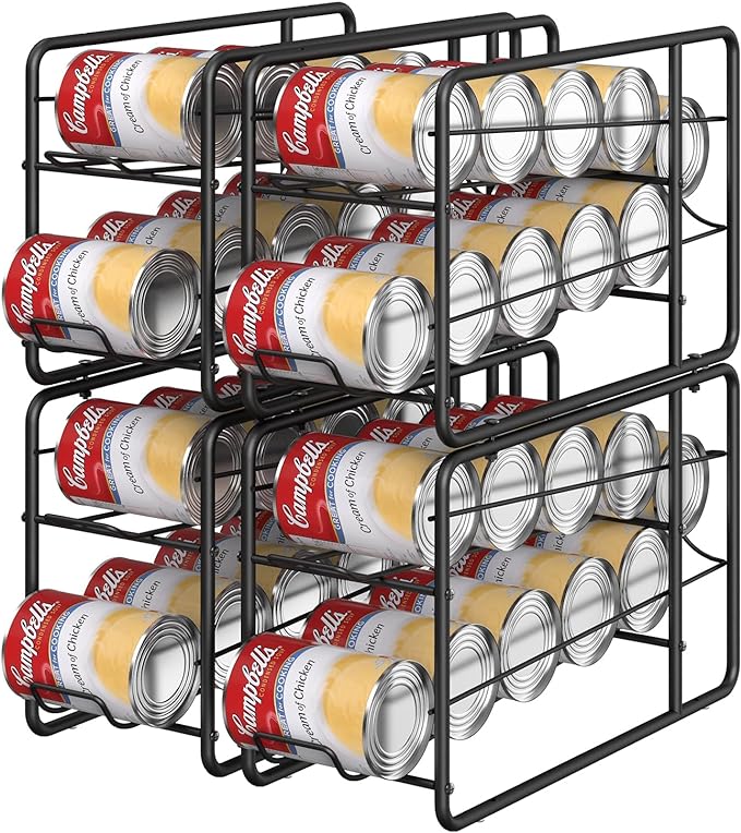 MOOACE 4 Pack Can Organizer for Pantry, Soda Can Dispenser Rack, Black | Stackable Canned Food Storage, Beverage Soup Cans Holder Fridge & Kitchen Cabinet Organizers and Storage - Image 6
