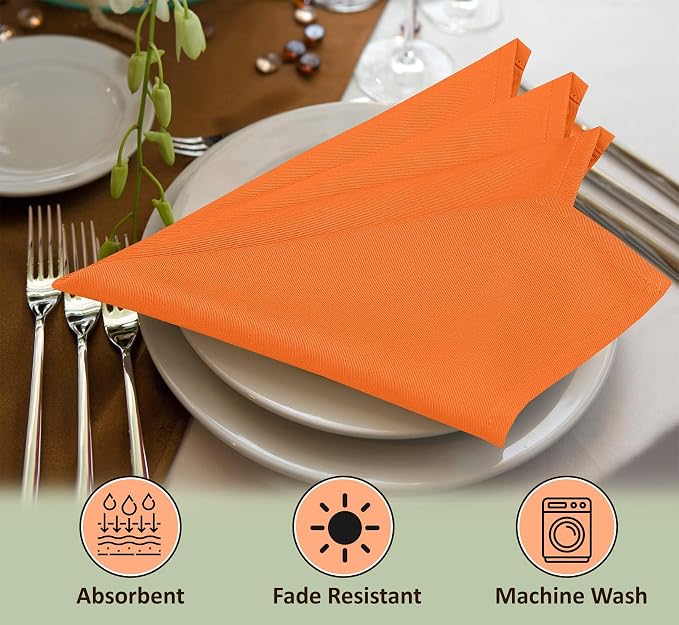 Ruvanti Cloth Napkins Set of 4, 18x18 Inches Napkins Cloth Washable, Soft, Durable, Absorbent, Cotton Blend. Table Dinner Napkins Cloth for Hotel, Lunch, Restaurant, Wedding Parties - Fall - Image 8