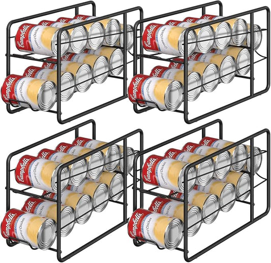 MOOACE 4 Pack Can Organizer for Pantry, Soda Can Dispenser Rack, Black | Stackable Canned Food Storage, Beverage Soup Cans Holder Fridge & Kitchen Cabinet Organizers and Storage by MOOACE