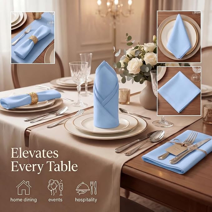 Urban Villa Cloth Napkins Cotton 20x20 (Set of 12) Ice Blue - Image 2