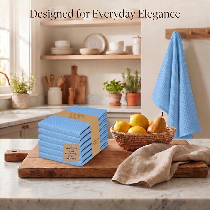 Urban Villa Kitchen Towels Cotton Dish Towels 20”x30” (Set of 6) Sky Blue - Image 5