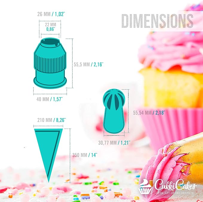 Professional Icing Tips Set (8pcs): Reusable Pastry Bag + 6 Sphere Russian Piping Tips, for Decorating Cupcakes & Cakes - Piping Nozzles Kit for Baking Supplies - Image 7