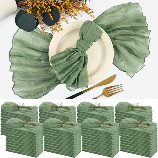 84 Pack Sage Green Cheese Cloth Napkins Gauze Napkin Cloth Bulk Set of 84 Washable Boho Dinner Table Napkins for Wedding Party Baby Shower Birthday Party Decorations，20 x 20 Inch by Teruntrue