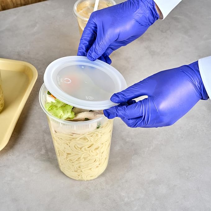 Restaurantware Plastic Food Container 100 Pack of 48 oz Clear Microwave-Safe Storage Container With Lid Leakproof Round Shape Disposable Freezer-Safe - Image 5