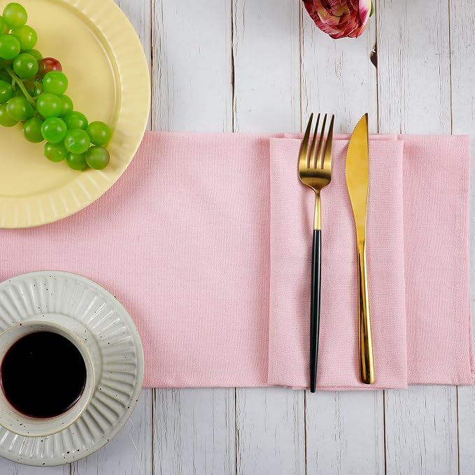 Mixweer Set of 40 Pink Cloth Linen Napkins Bulk Reusable Cotton Dinner Napkin 16 x 16 Inch Washable Pastel Soft Table Napkins for Wedding Dinner Hotel Restaurant Event Party - Image 3