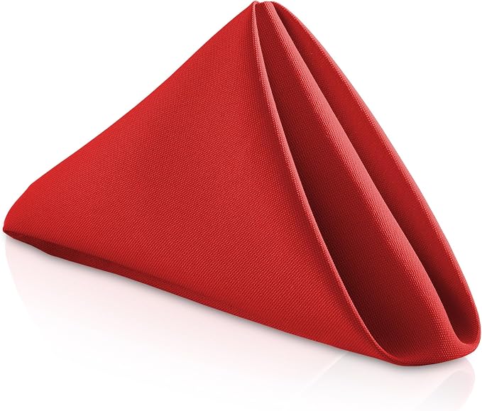 Lann's Linens Set of 144 Cloth Dinner Napkins, 17-inch Polyester Napkins, Washable and Reusable Fabric for Weddings, Hotels, Restaurants - Red by LannsLinens
