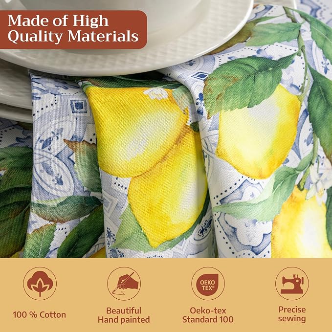Maison d' Hermine Cloth Napkins Set of 4 Reusable 100% Cotton (20" x 20") | Everyday Square Napkins Cloth Washable Dinner Party Wedding Restaurant Hotel Kitchen Spring Summer - Citrus - Image 3