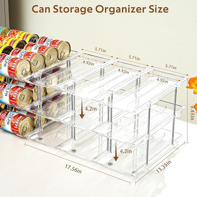 Can Organizer for Pantry, Stacking Can Storage Organizer Hold 36 Cans | Automatic Rolling Can Rack for Fridge, 3Tire 3 Columns Can Holder, Canned Goods Organizer - Image 3