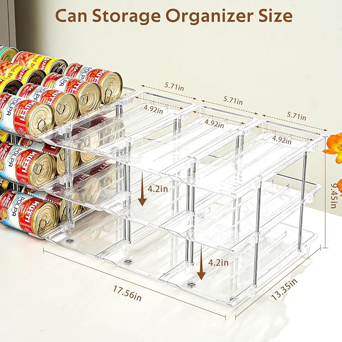 Can Organizer for Pantry, Stacking Can Storage Organizer Hold 36 Cans | Automatic Rolling Can Rack for Fridge, 3Tire 3 Columns Can Holder, Canned Goods Organizer - Image 5