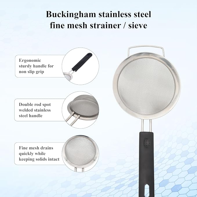 Buckingham Stainless Steel Fine Mesh Sieve Strainer Set (16cm) - Image 2